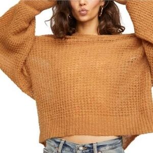 Free People Size Medium Open Knit Oversized Lulu Wool Alpaca Open Knit Sweater